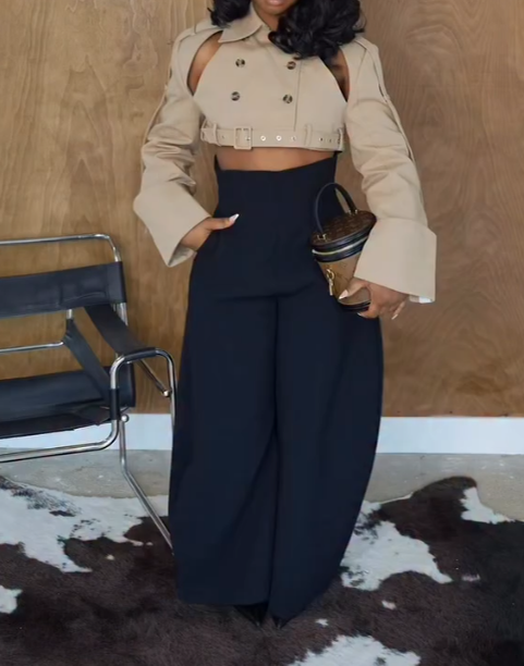 Cropped Trench Jacket In Brown