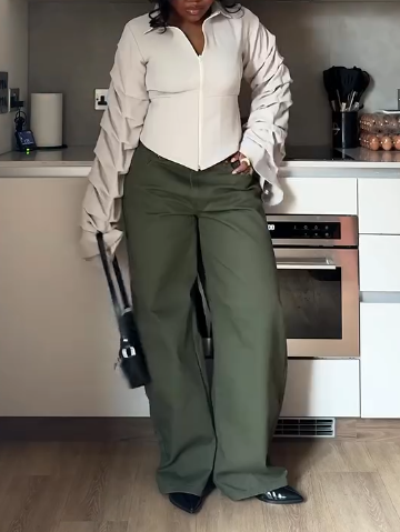 Ivory Ruffle Sleeve Blouse & Corset Top