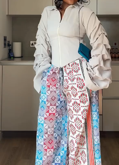 Ivory Ruffle Sleeve Blouse & Corset Top