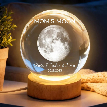 Custom Mom's Moon Phase by Date - Personalized Crystal Ball Night Light