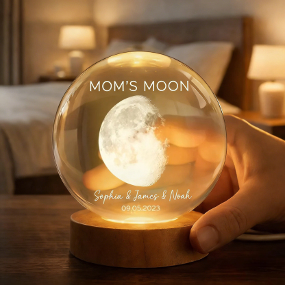 Custom Mom's Moon Phase by Date - Personalized Crystal Ball Night Light