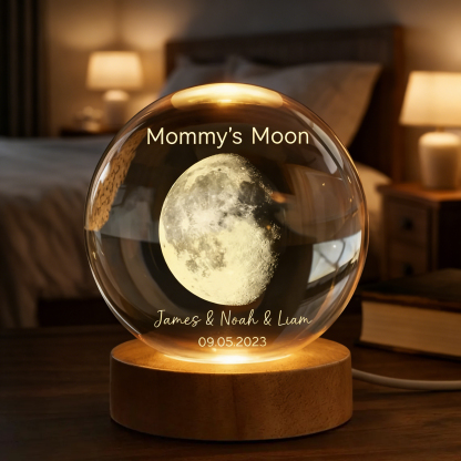 Custom Mom's Moon Phase by Date - Personalized Crystal Ball Night Light