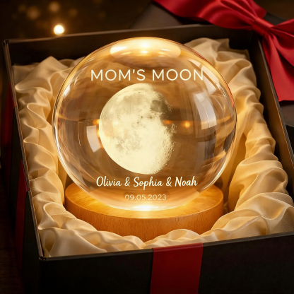 Custom Mom's Moon Phase by Date - Personalized Crystal Ball Night Light