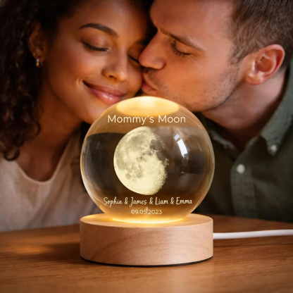 Custom Mom's Moon Phase by Date - Personalized Crystal Ball Night Light