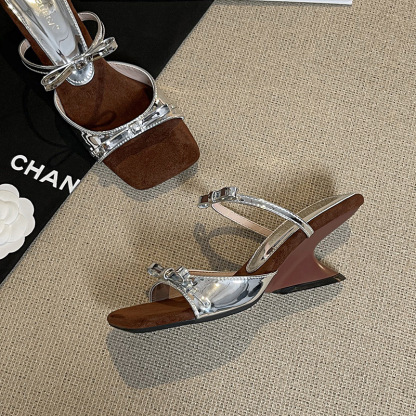 Double Bow Open Toe Sandals
