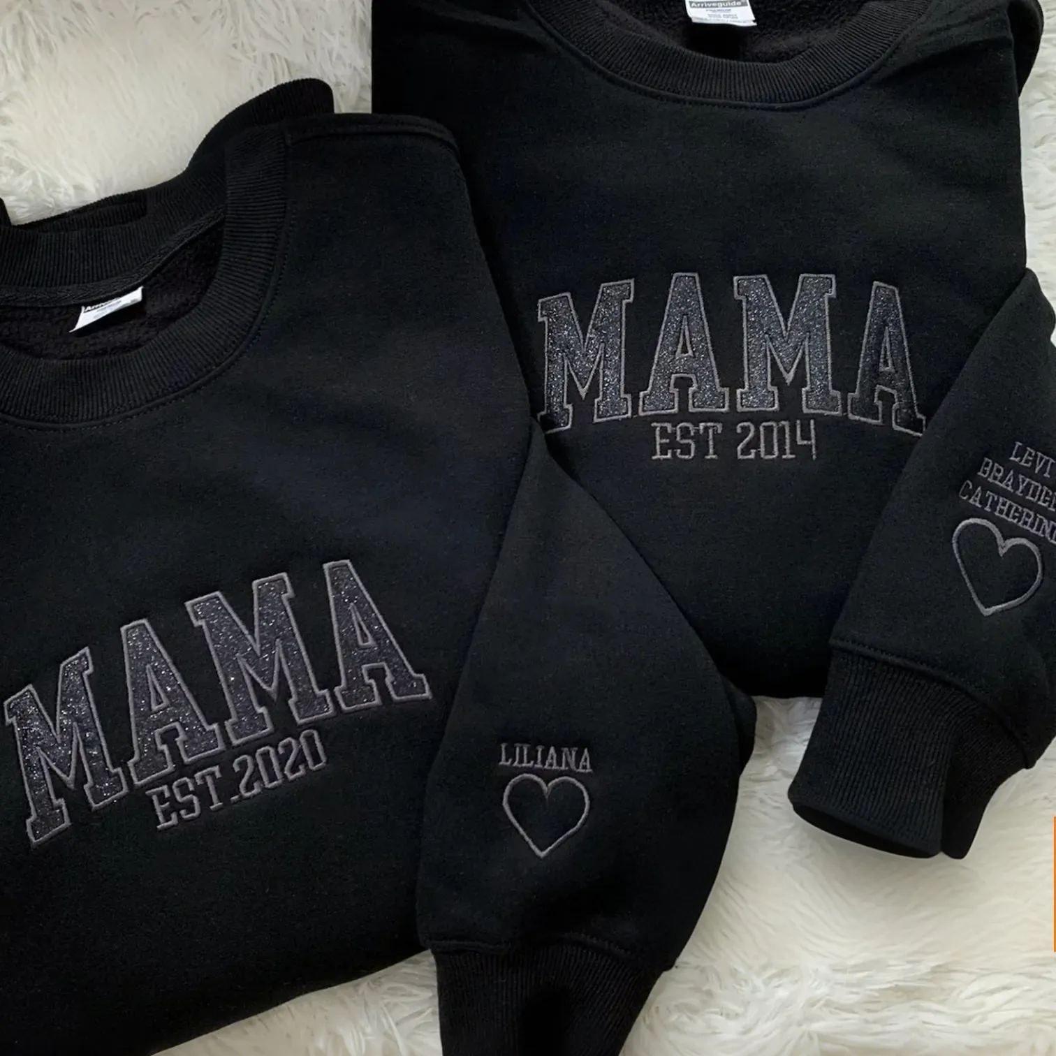 Custom Embroidered Glitter Vinyl Sweatshirt-Gift For Mom & Dad