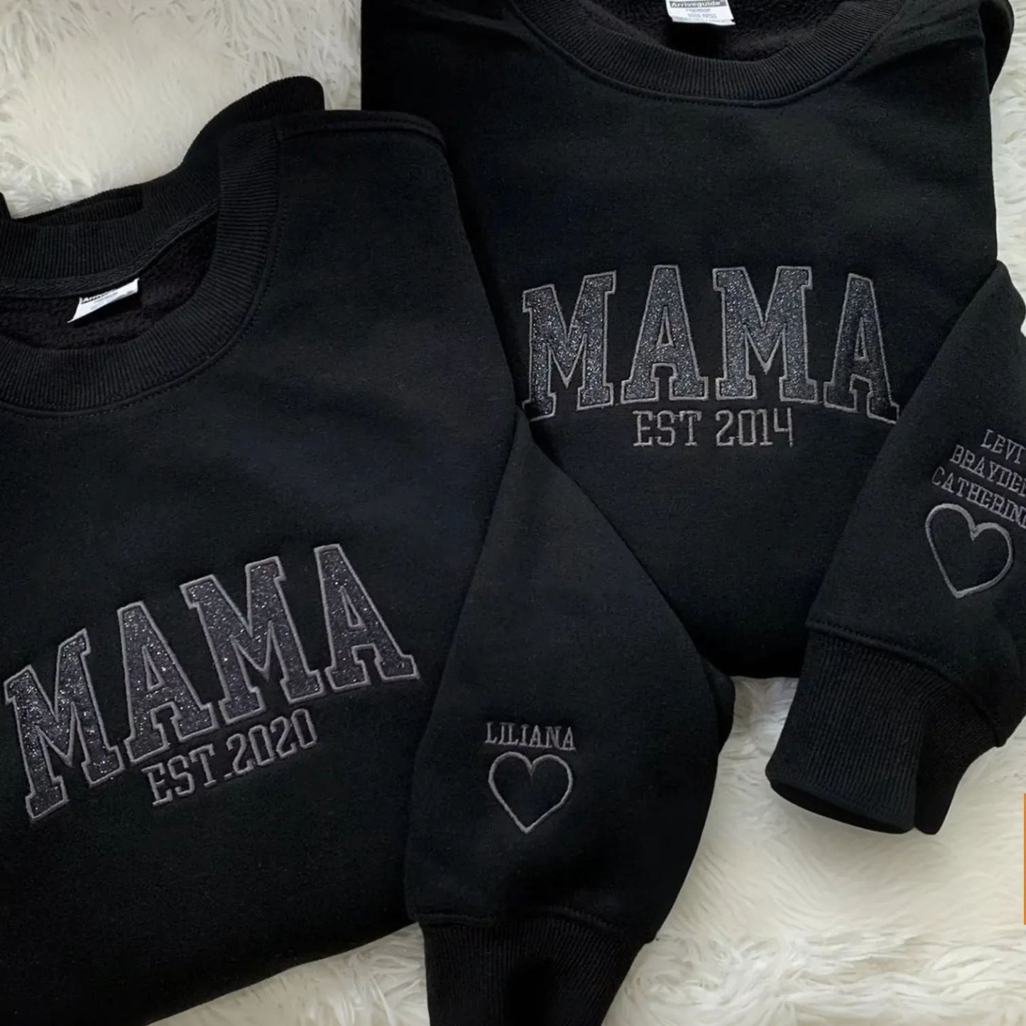 Custom Embroidered Glitter Vinyl Sweatshirt-Gift For Mom & Dad