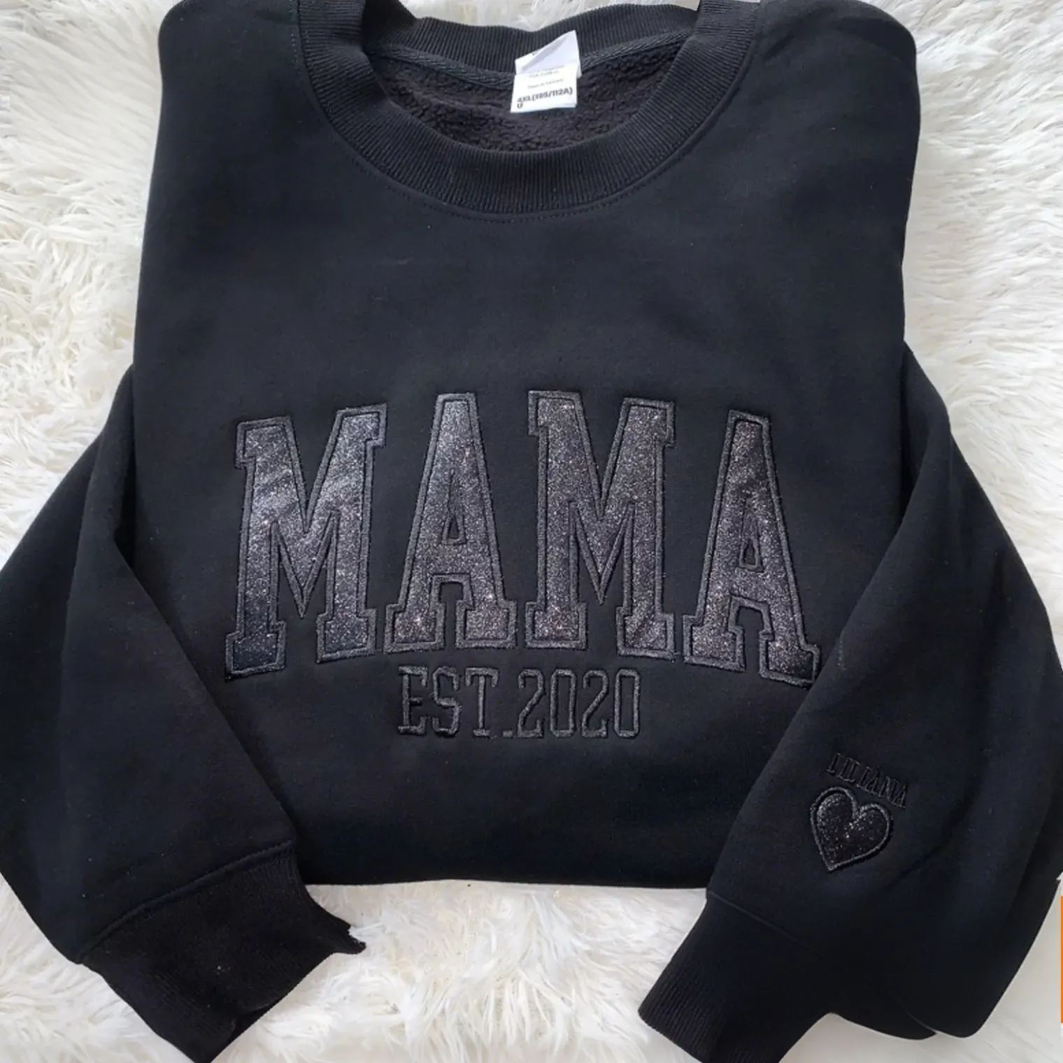 Custom Embroidered Glitter Vinyl Sweatshirt-Gift For Mom & Dad