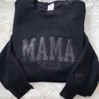 Custom Embroidered Glitter Vinyl Sweatshirt-Gift For Mom & Dad