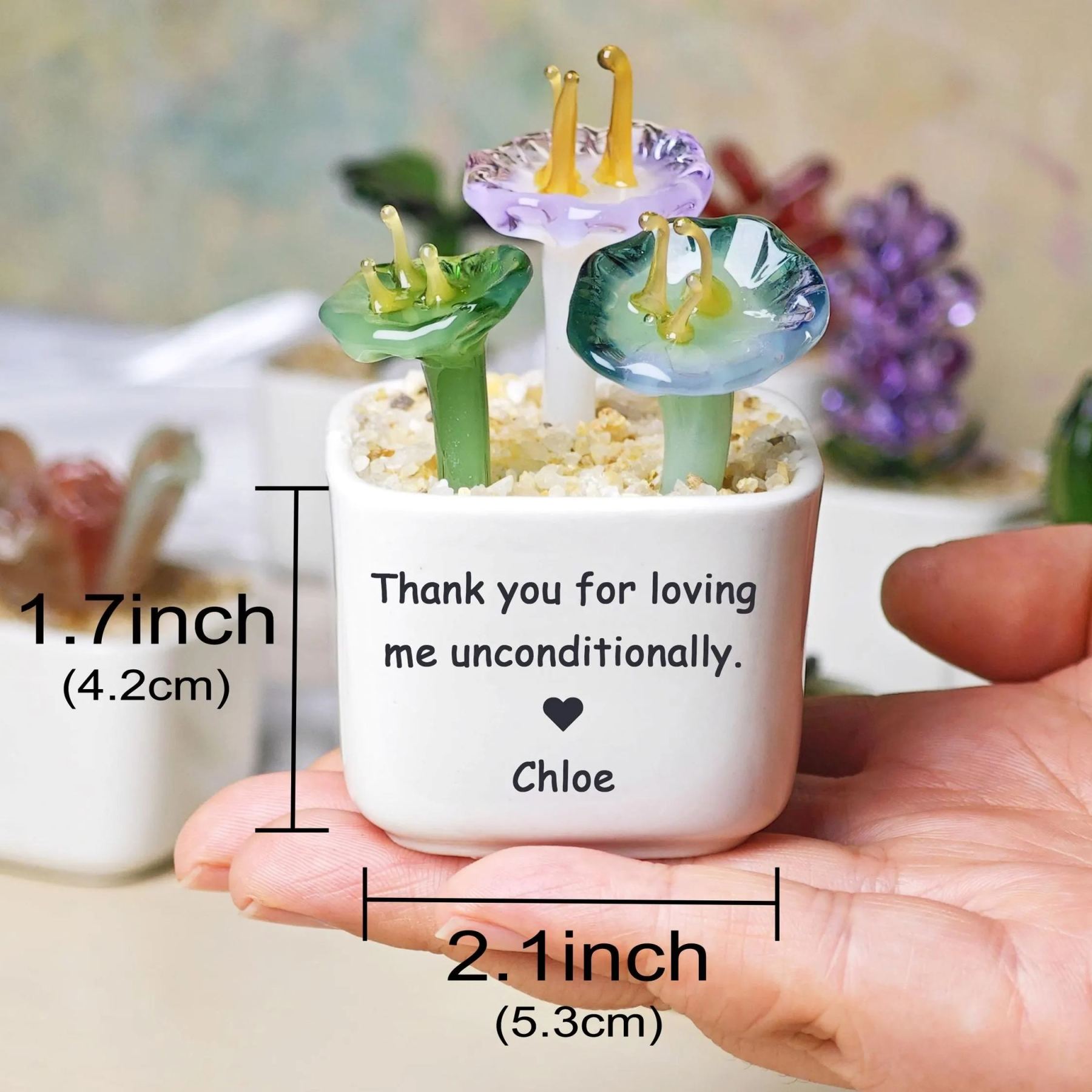 Tulip Glass Flower Potted Gift for Mother