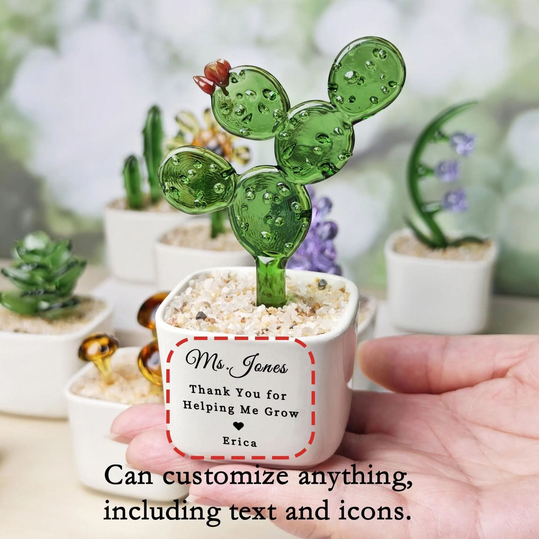 Tulip Glass Flower Potted Gift for Mother