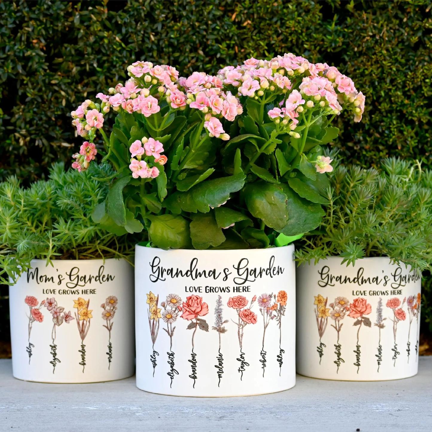 Grandma‘s Garden Personalized Birth Flower Pot Gift for Grandma/Mom