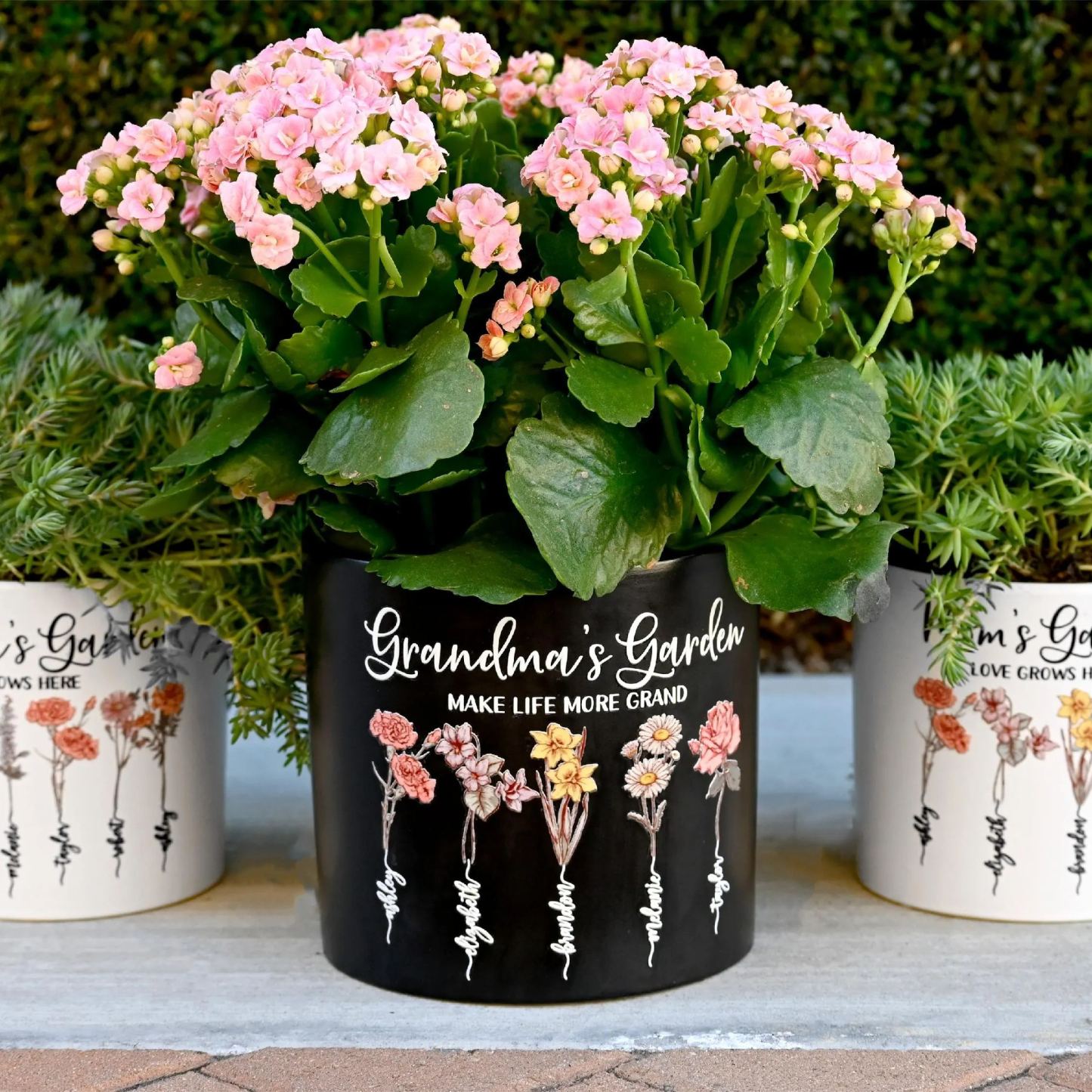 Grandma‘s Garden Personalized Birth Flower Pot Gift for Grandma/Mom