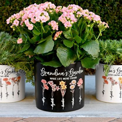 Grandma‘s Garden Personalized Birth Flower Pot Gift for Grandma/Mom