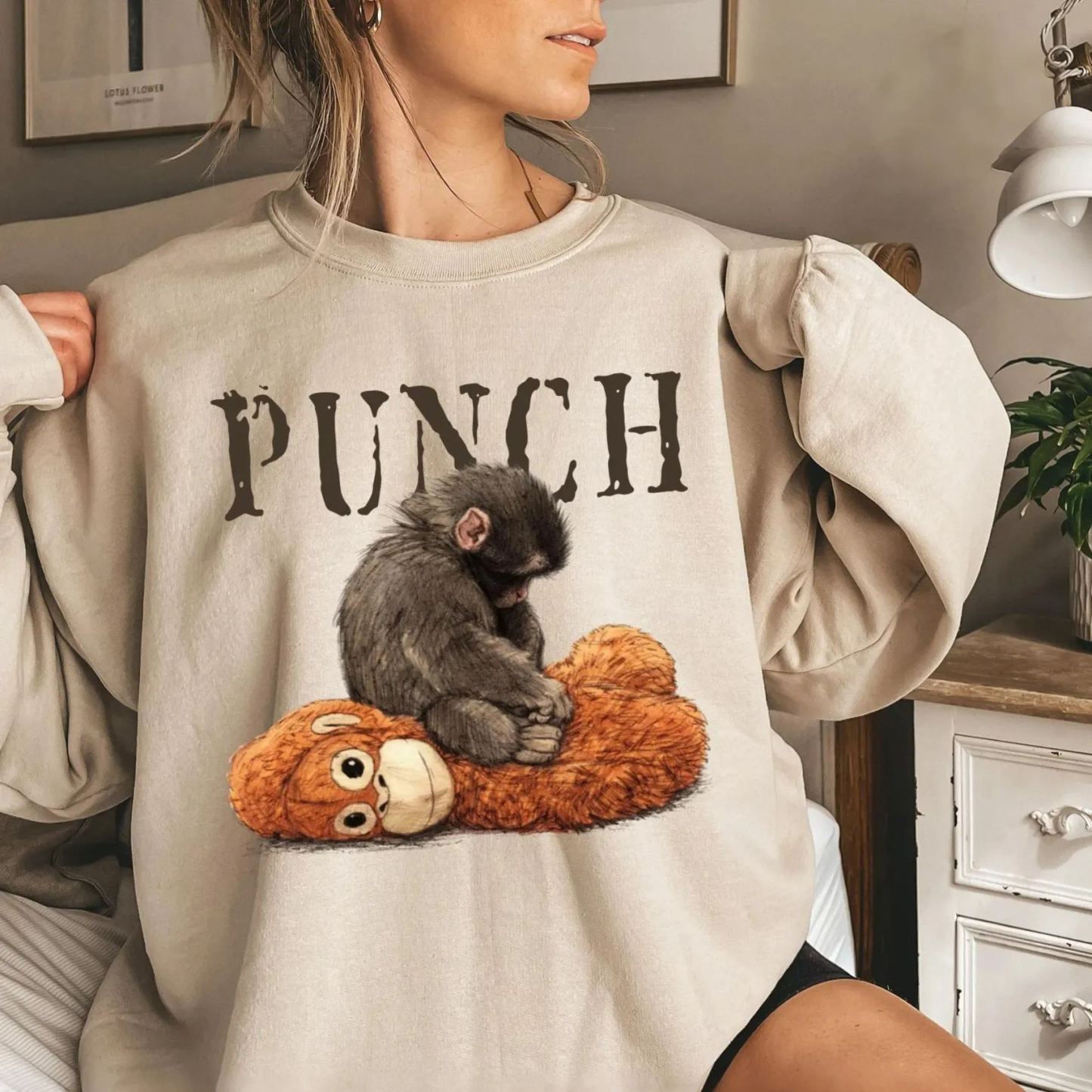 Monkey Punch Cozy Sweatshirt Baby Monkey And Plush Toy