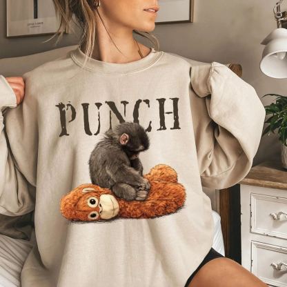 Monkey Punch Cozy Sweatshirt Baby Monkey And Plush Toy
