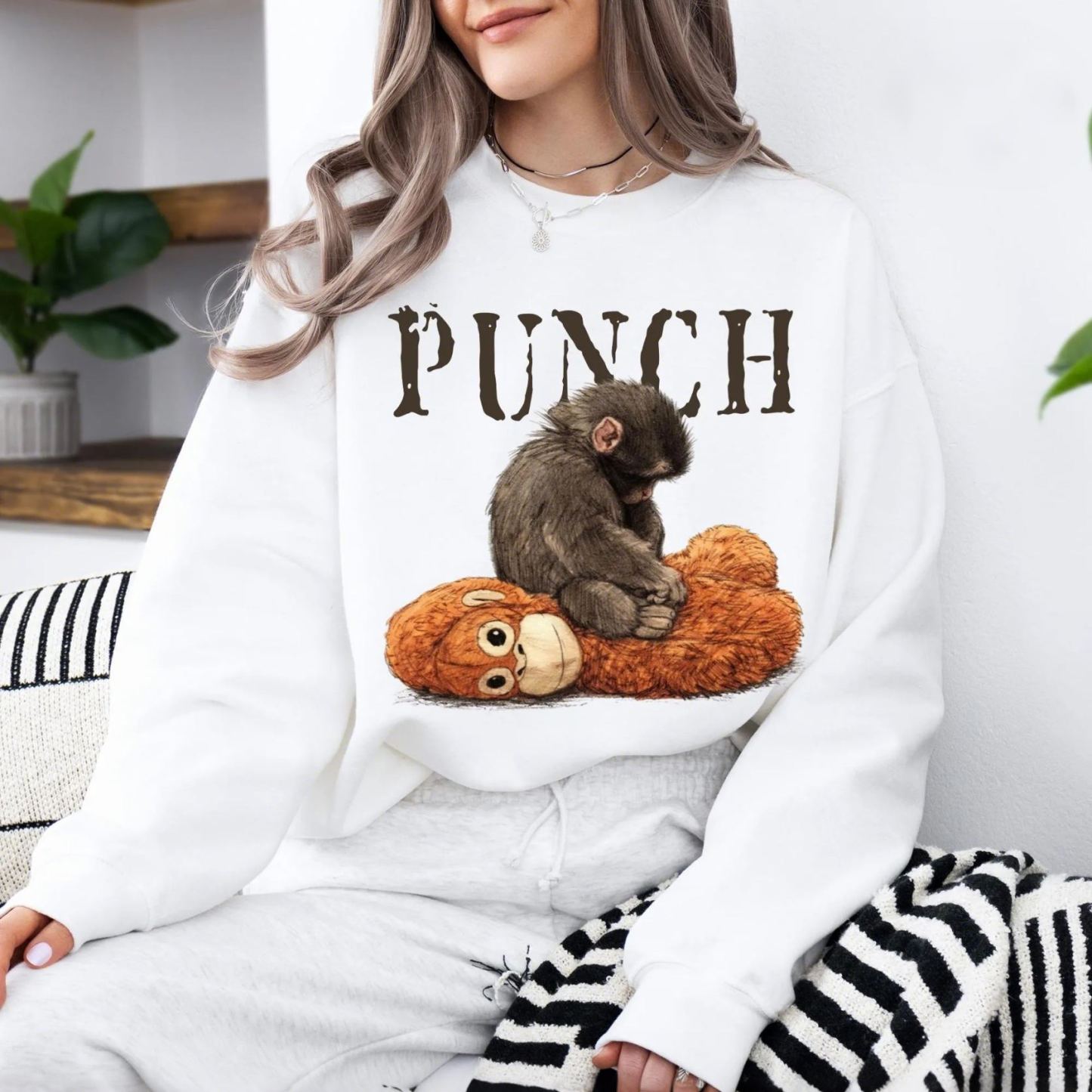 Monkey Punch Cozy Sweatshirt Baby Monkey And Plush Toy