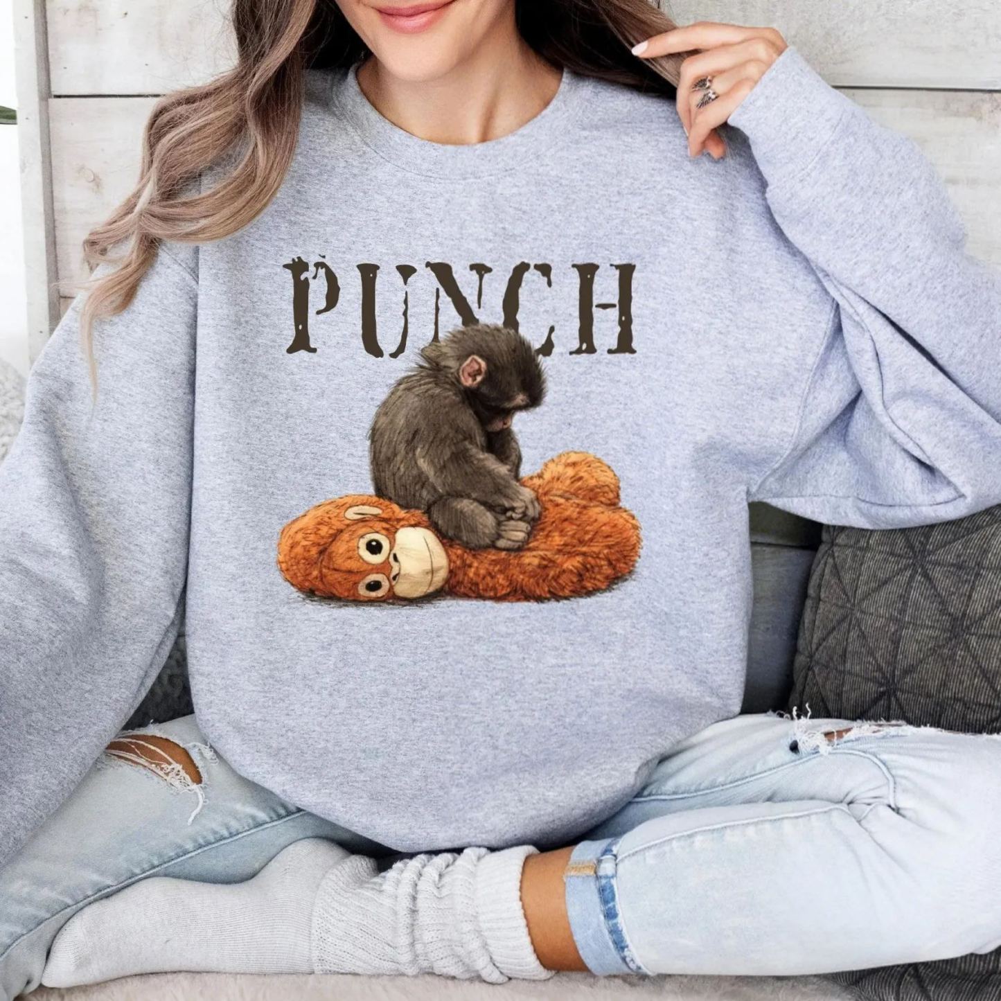 Monkey Punch Cozy Sweatshirt Baby Monkey And Plush Toy