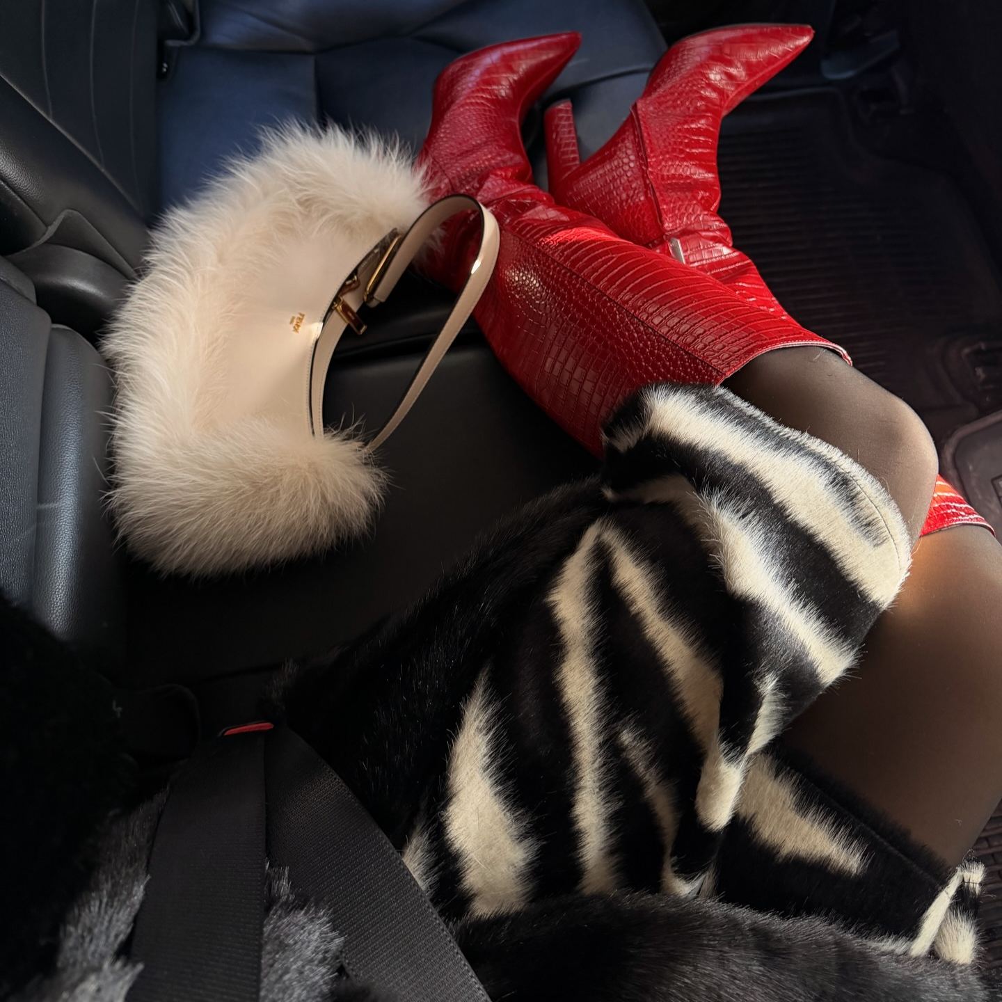 Zebra Print Zipper Skirt