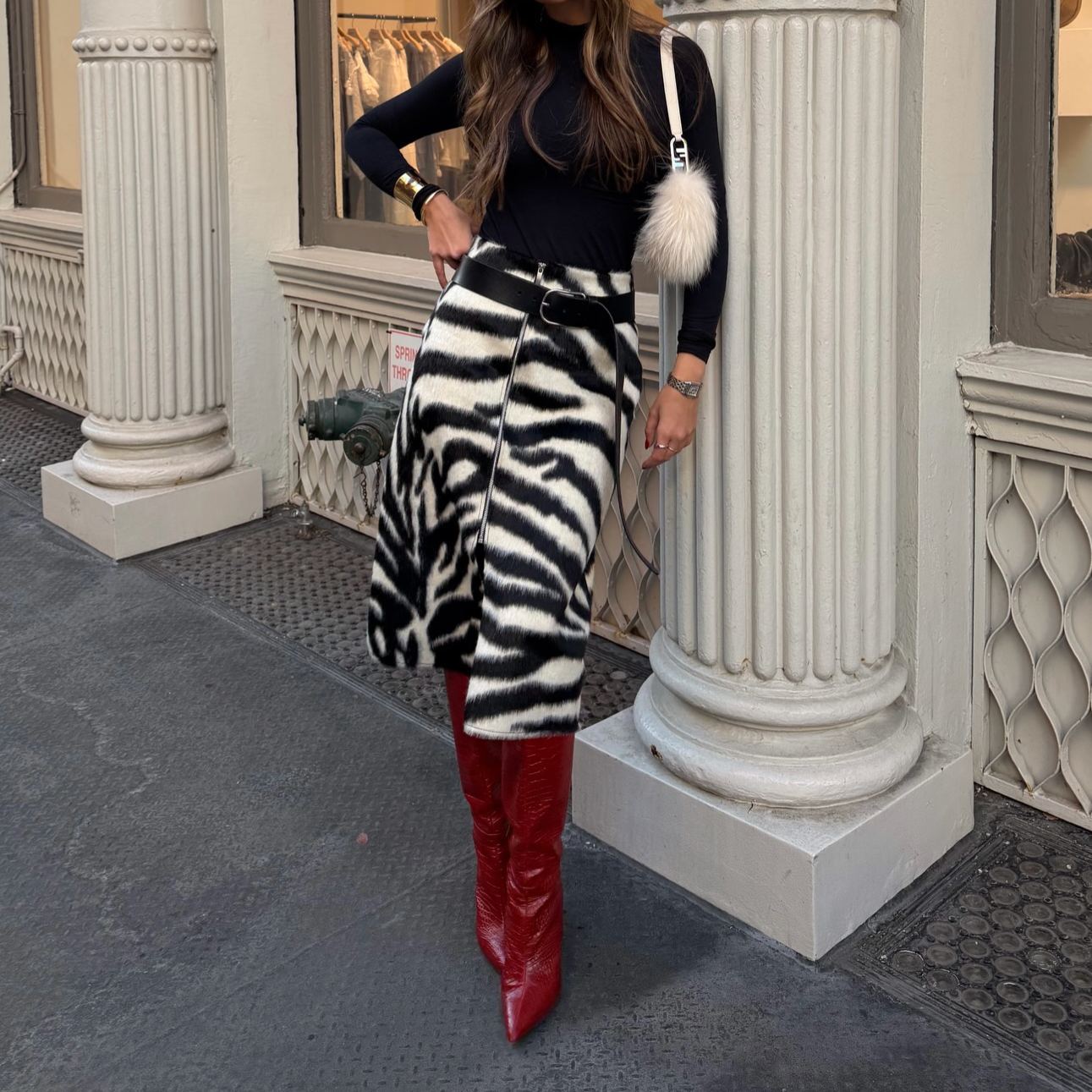 Zebra Print Zipper Skirt