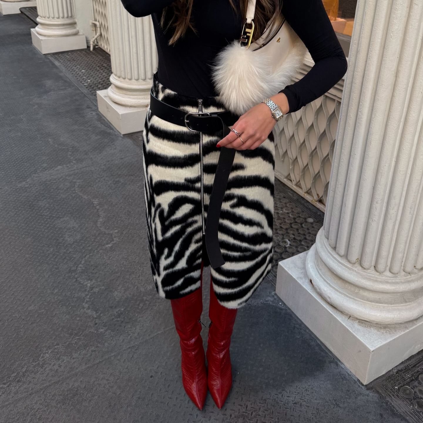 Zebra Print Zipper Skirt