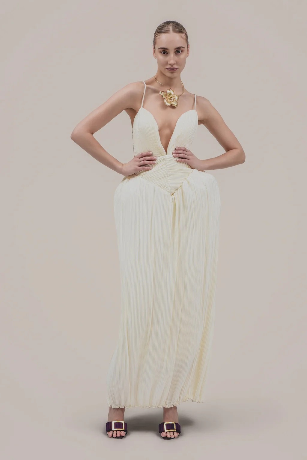 Deep V Floretta Dress