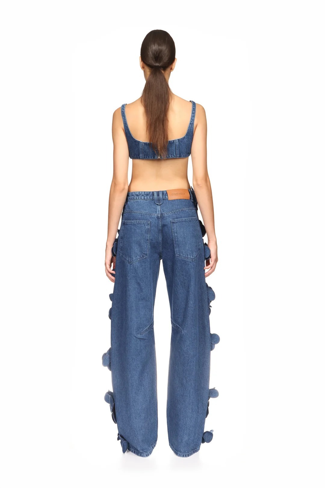 3D Flower Denim Suit - Bra Jeans & Jacket