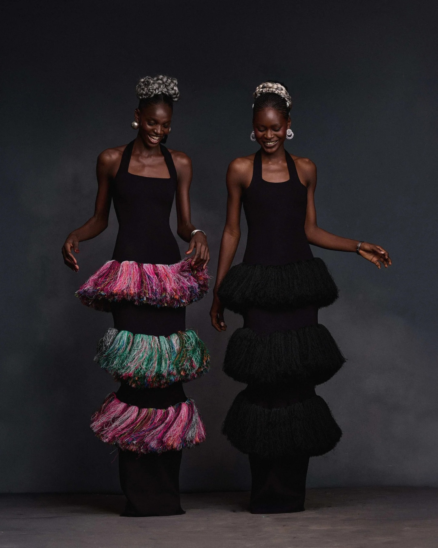 Adjustable Halter Neck Slim-Fit Tassel Long Dress