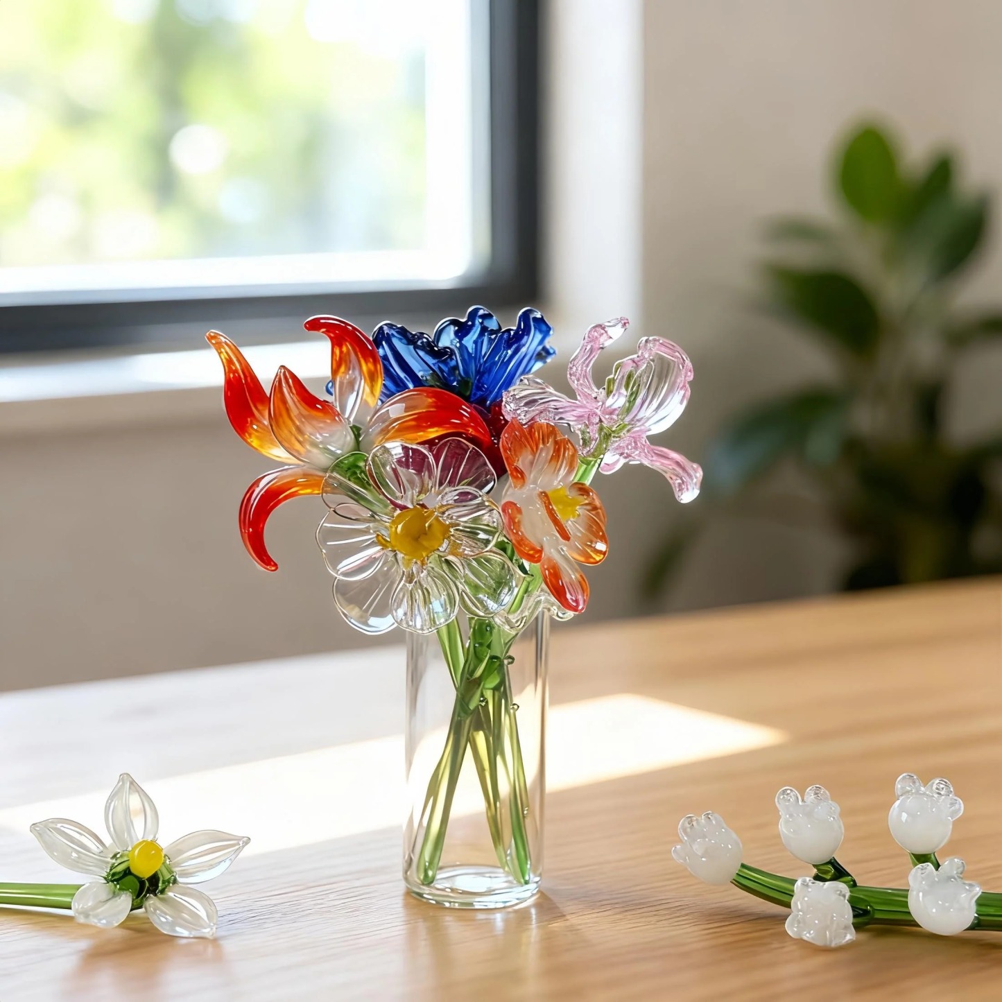 Personalized Stained Bouquet Glass Birth Month Flower Gift for Mom/Grandma