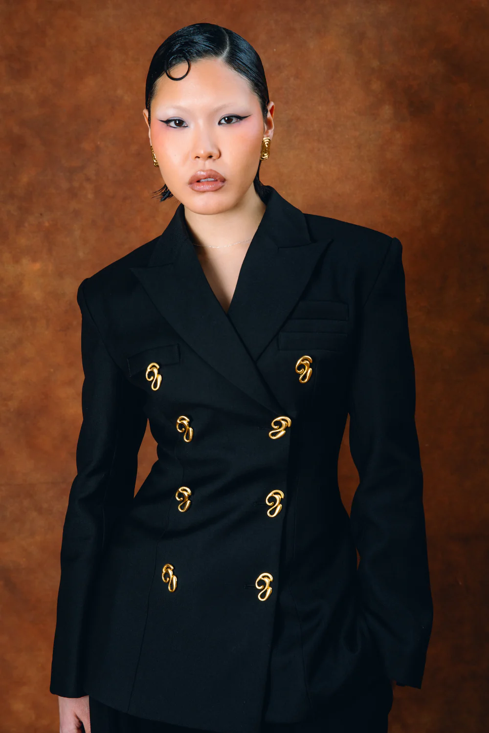 Black Odessa Structured Double-Breasted Jacket