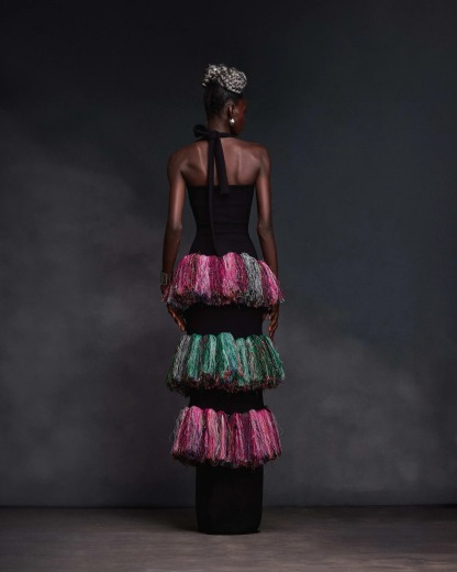 Adjustable Halter Neck Slim-Fit Tassel Long Dress