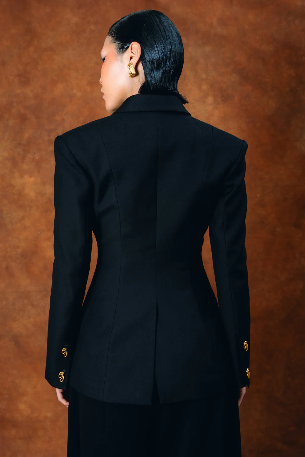 Black Odessa Structured Double-Breasted Jacket