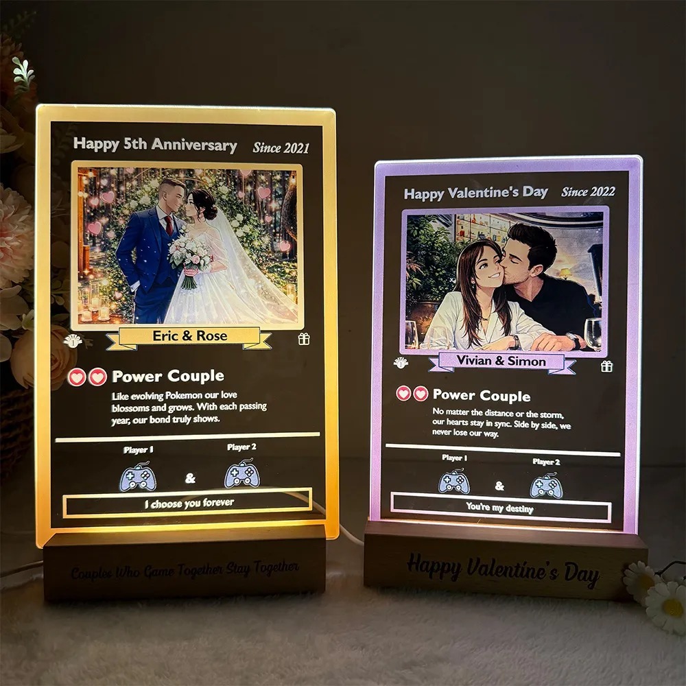 ❤️Custom Couple Anime Art Acrylic LED Light