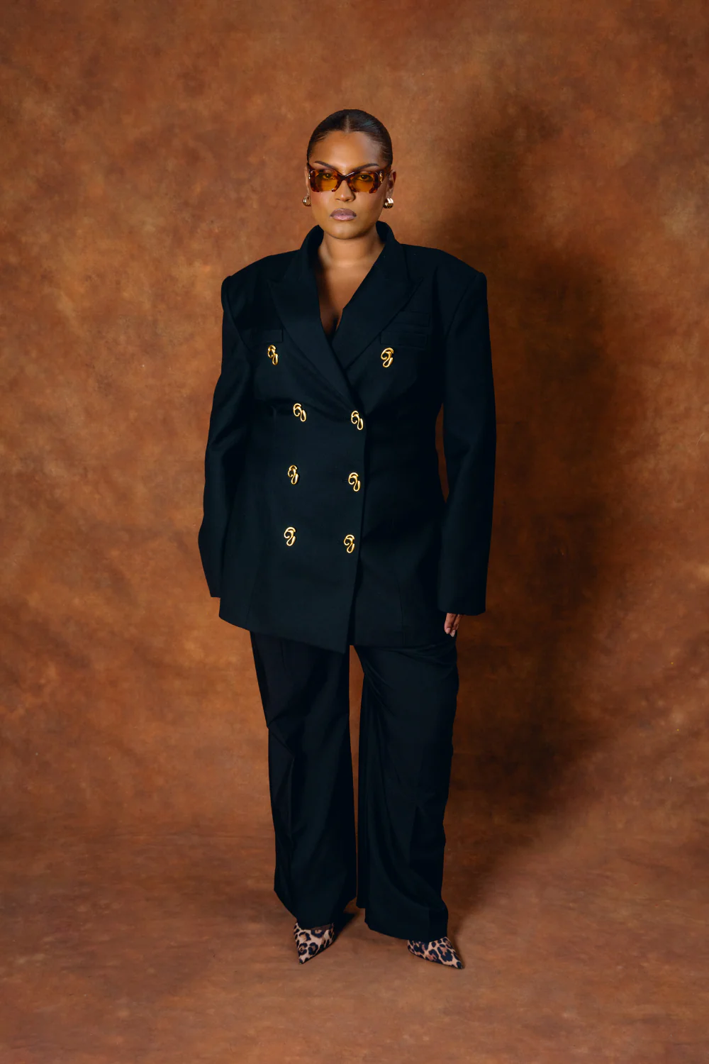 Black Odessa Structured Double-Breasted Jacket