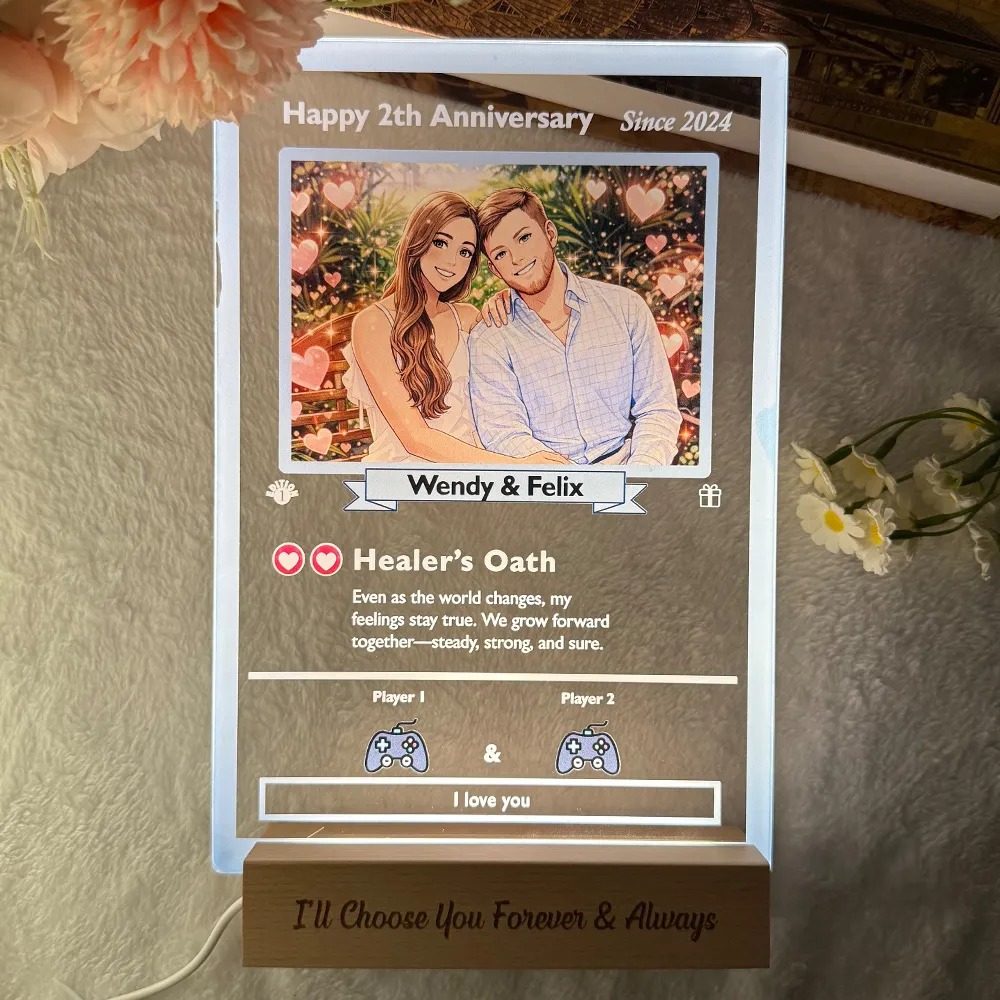 ❤️Custom Couple Anime Art Acrylic LED Light