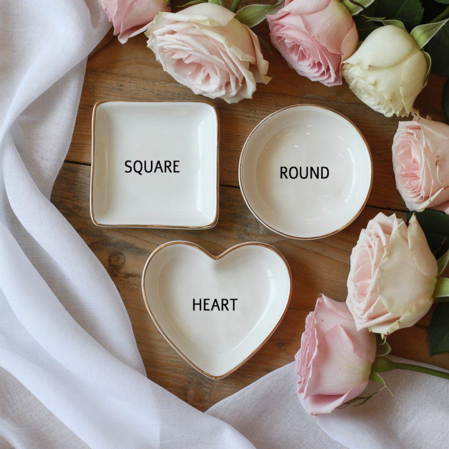 Custom Toile De Jouy Pet Ring Dish