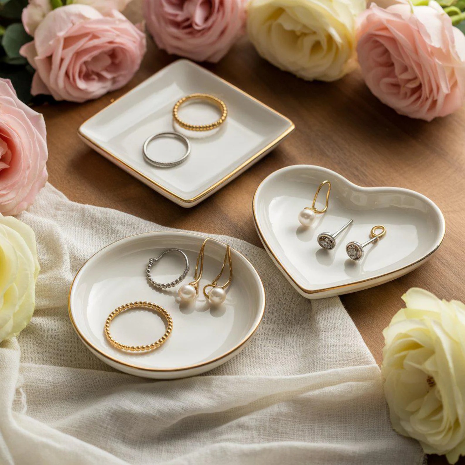 Custom Toile De Jouy Pet Ring Dish