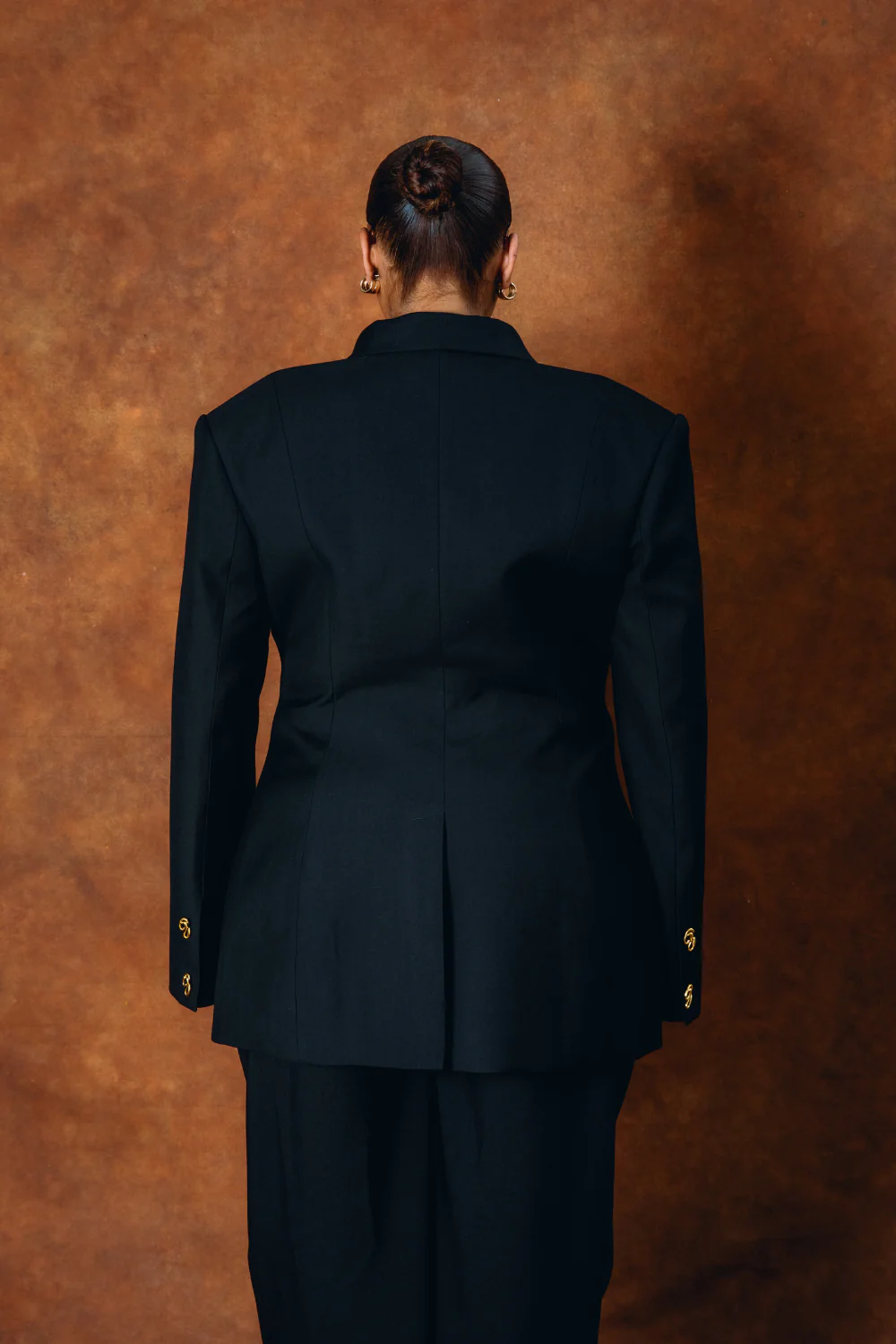 Black Odessa Structured Double-Breasted Jacket