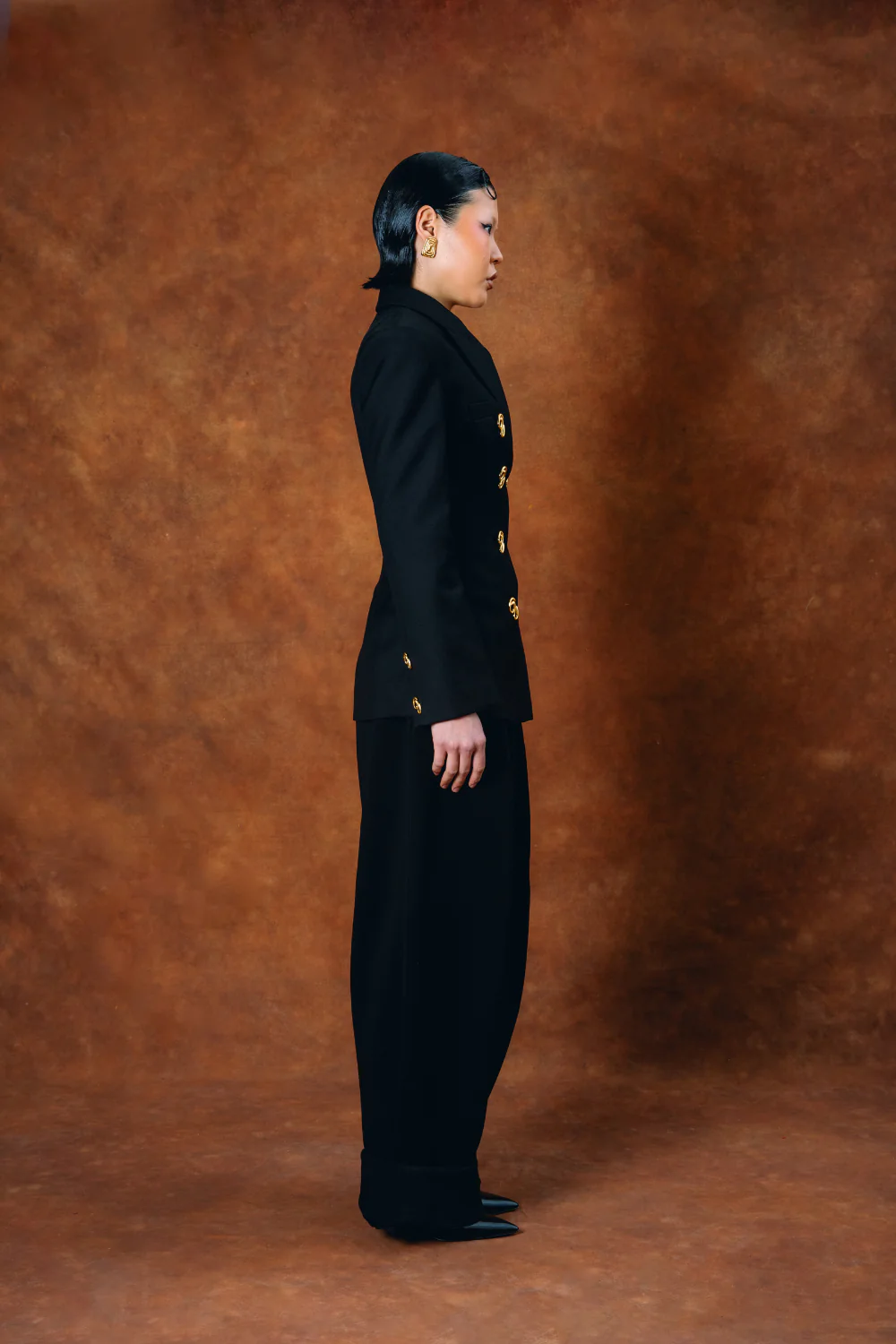 Black Odessa Structured Double-Breasted Jacket