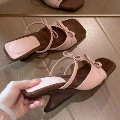 Double Bow Open Toe Sandals