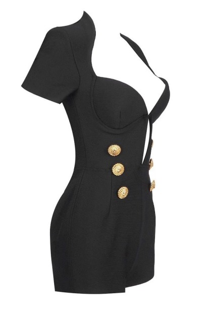Gold Button Romper