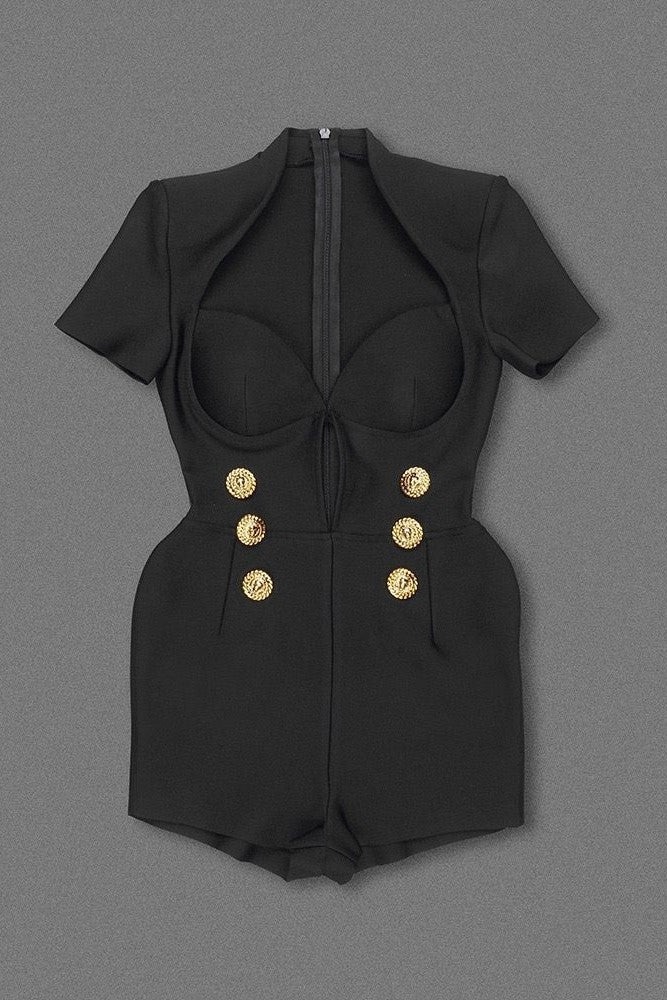 Gold Button Romper