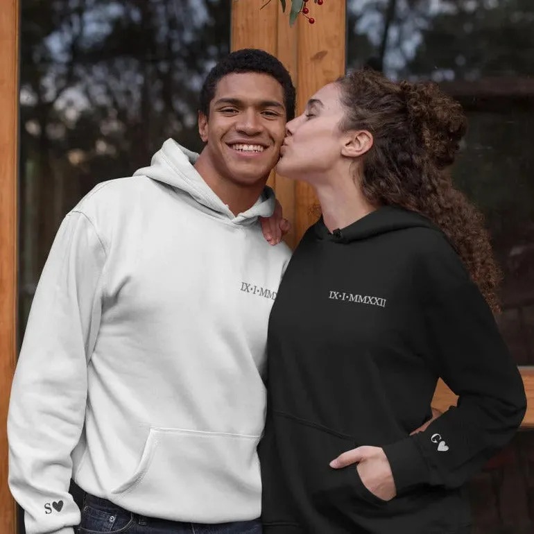 Custom Embroidered Couple Roman Numeral Sweatshirt/Hoodie