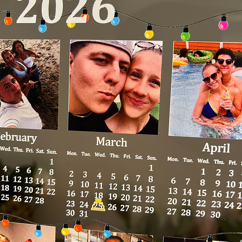 Custom 2026 Calendar LED Light Box with Photo