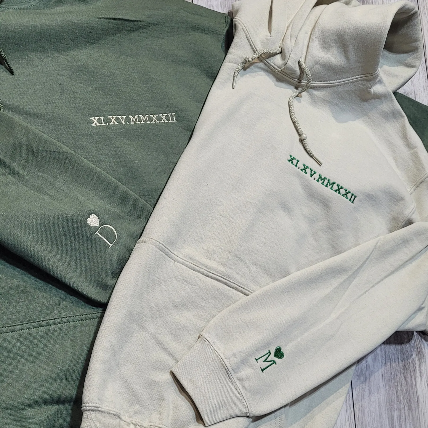Custom Embroidered Couple Roman Numeral Sweatshirt/Hoodie