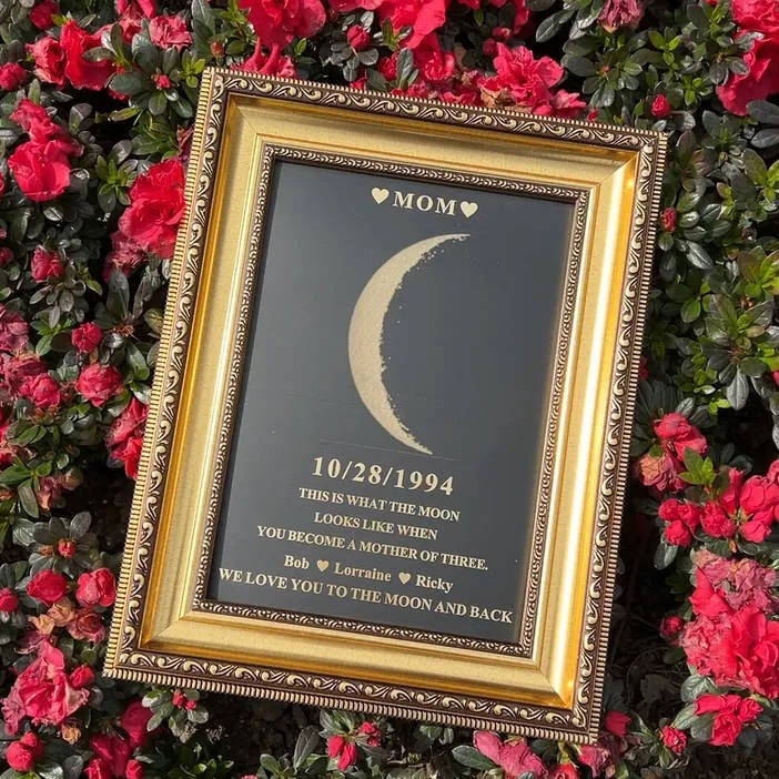Custom Moon Phase Frame With Text & Date- Commemorative Gift