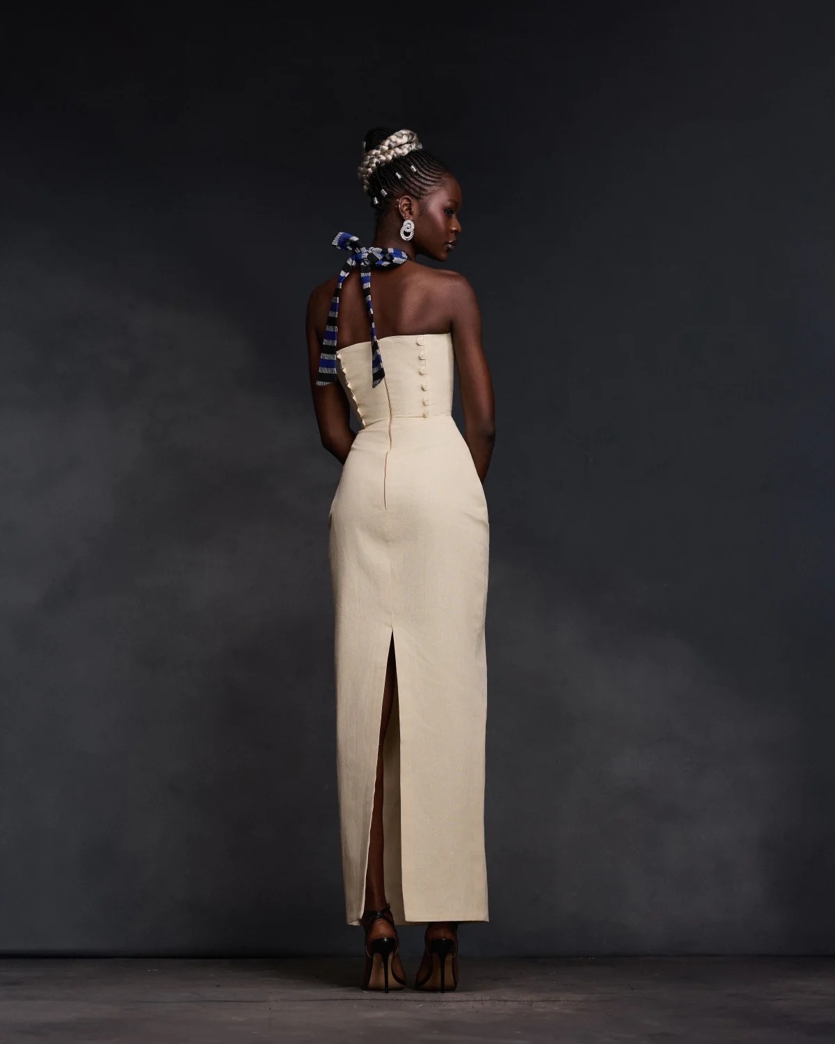 Abstract Face Patchwork Long Dress