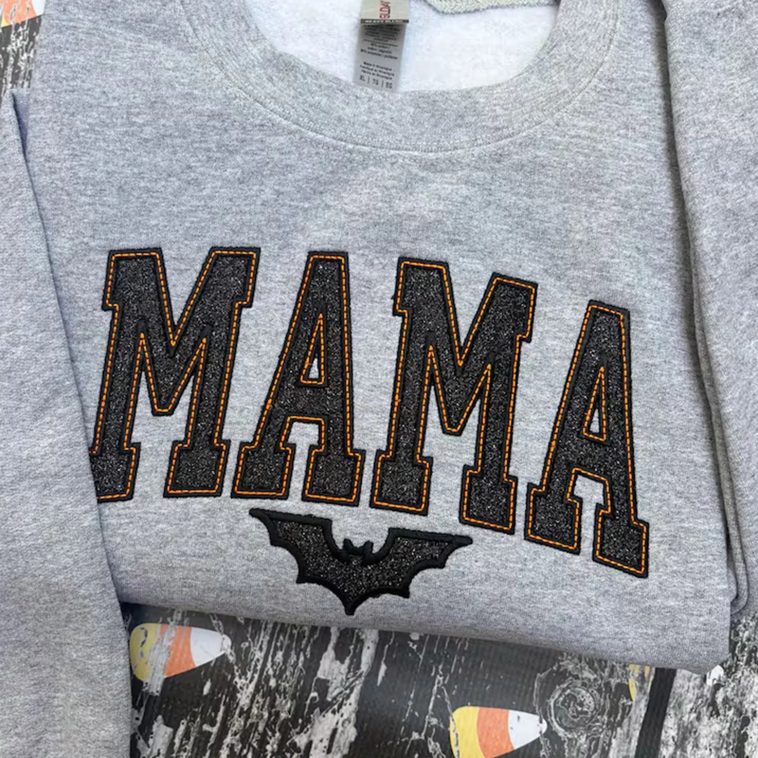 Custom Embroidered Glitter Vinyl Sweatshirt-Gift For Mom & Dad