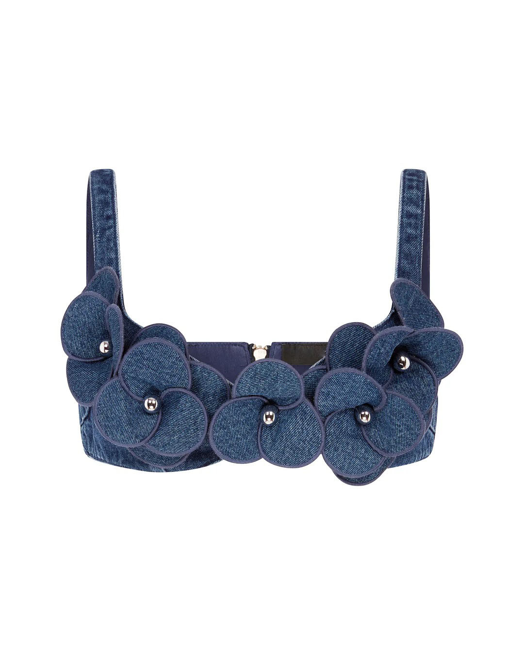 3D Flower Denim Suit - Bra Jeans & Jacket