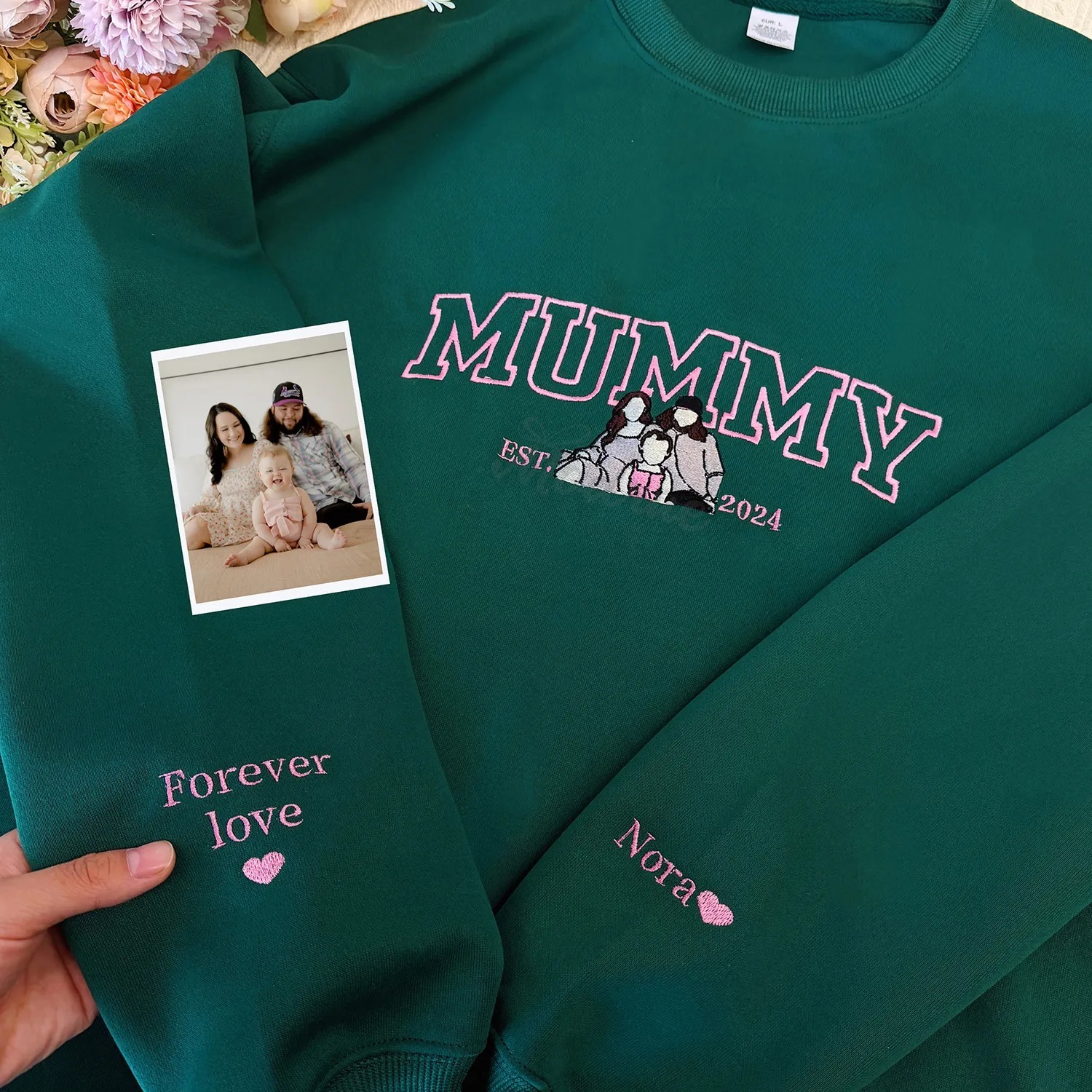 Personalized Mama Portrait Embroidered Sweatshirt